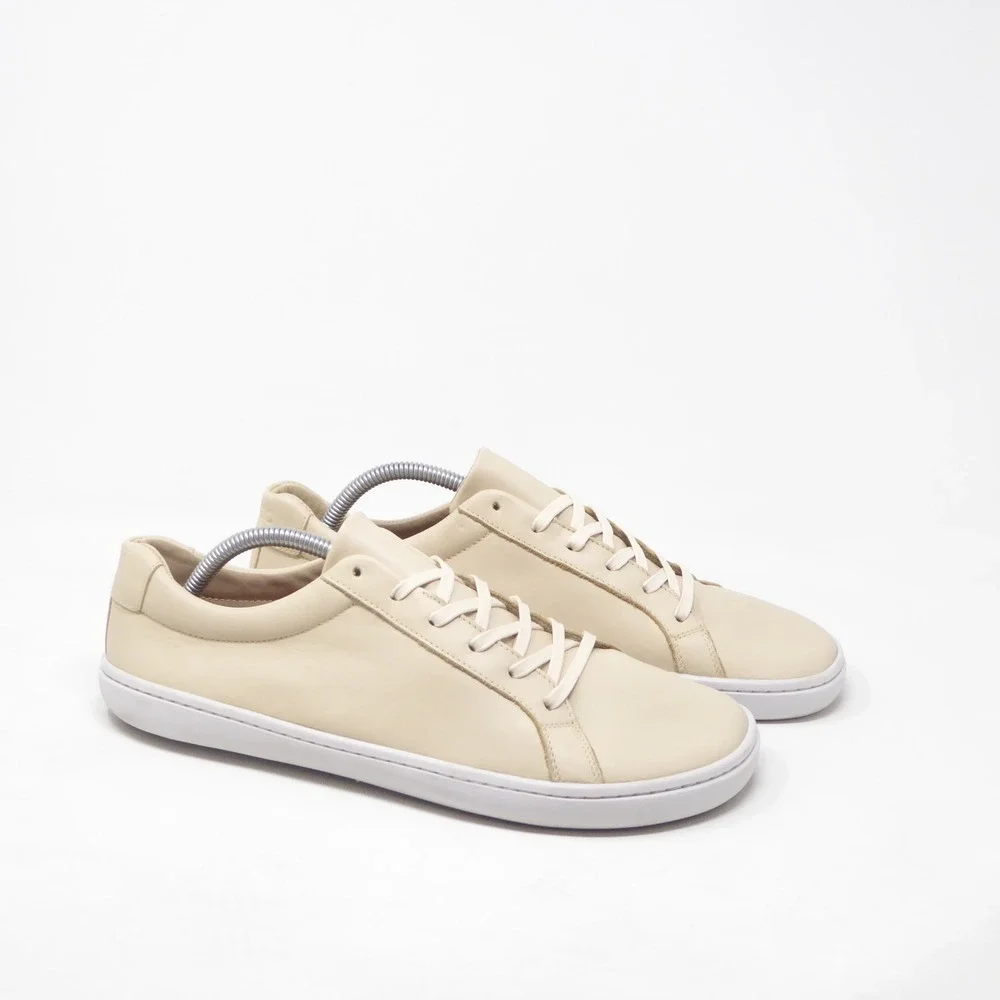 Origo Men Everyday Sneakers Latte Beige Leather Barefoot Minimalist Low Top 10